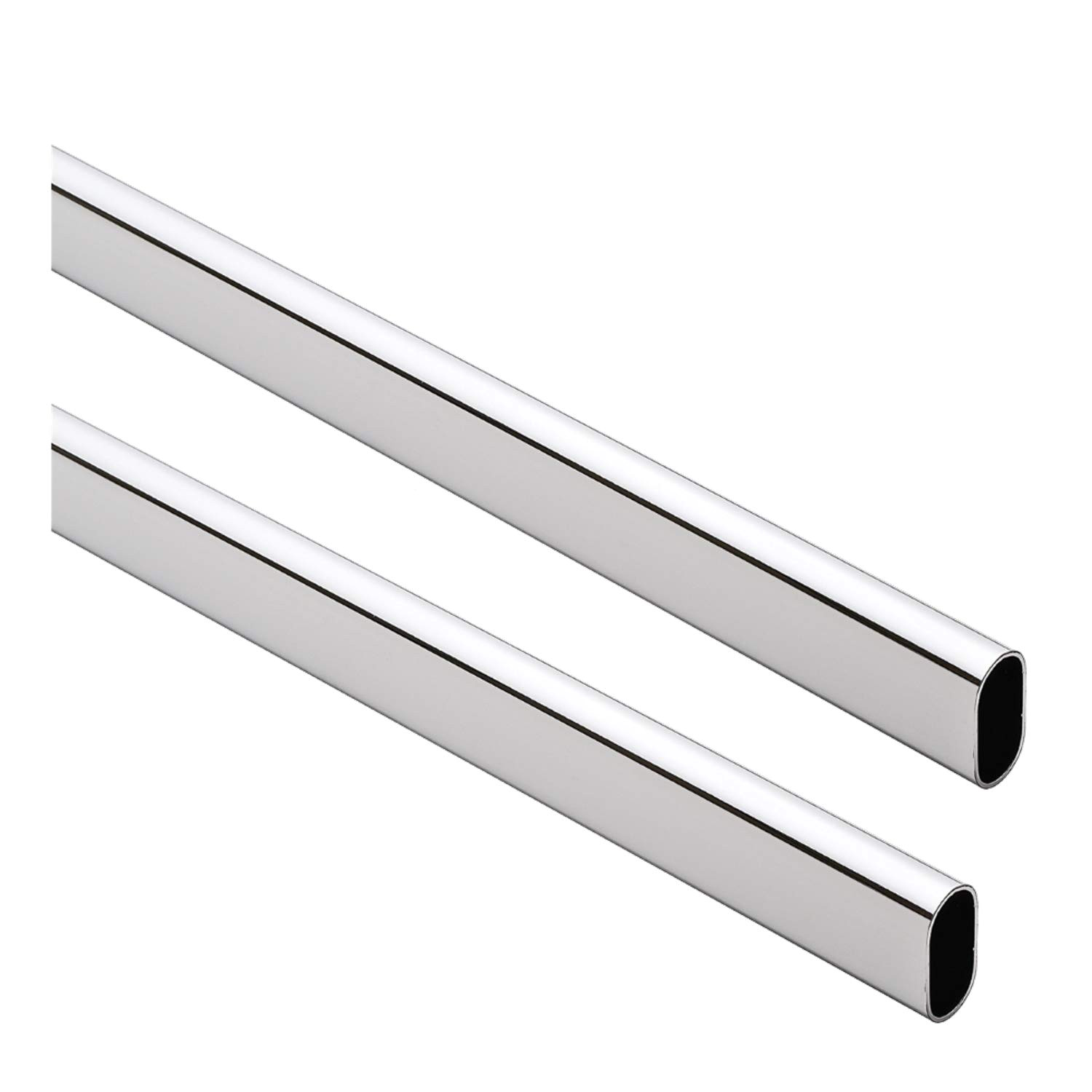 oval closet rod heavy duty 15mm x 30mm polished chrome 96