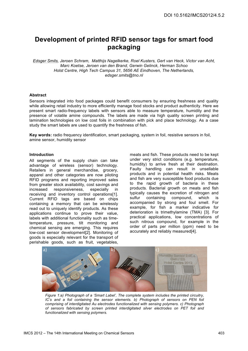pdf development of printed rfid sensor tags for smart food packaging