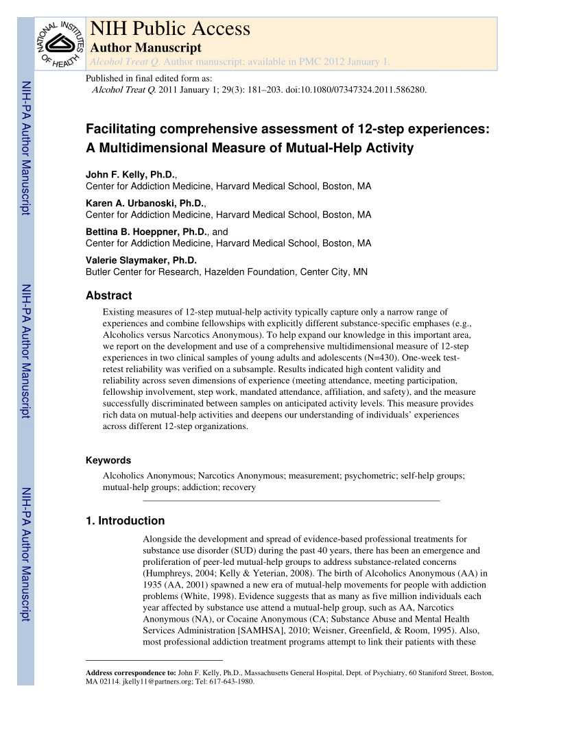 pdf development and initial validation of a 12 step participation expectancies questionnaire