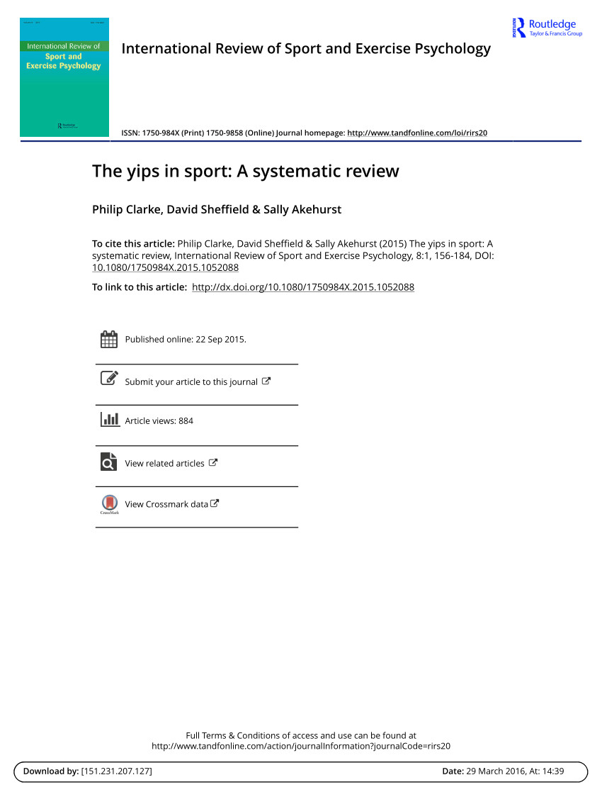pdf the yips in sport a systematic review
