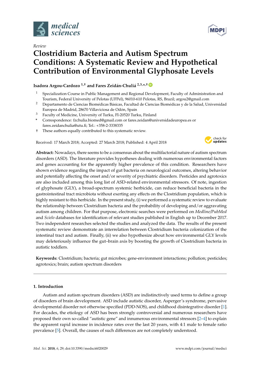 pdf clostridium bacteria and autism spectrum conditions a systematic review and hypothetical contribution of environmental glyphosate levels