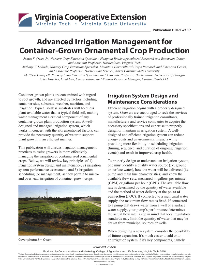 pdf advanced irrigation management for container grown ornamental crop production