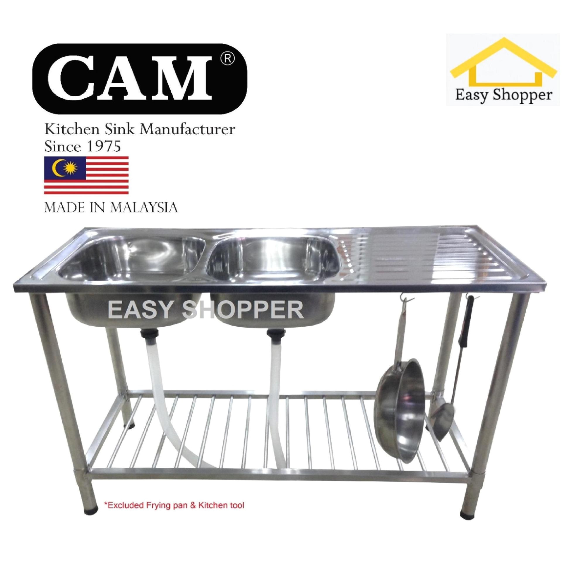 cam brand diy kitchen sink with stand double bowl single drainer