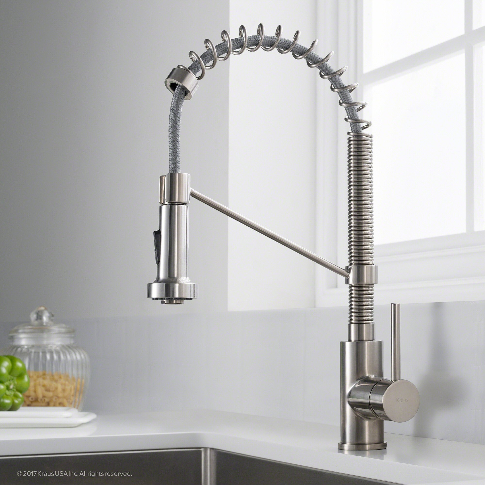 kraus kpf 1610ss bolden single handle 18 inch commercial kitchen faucet with dual function pull down spray head finish kpf 1610ss stainless steel