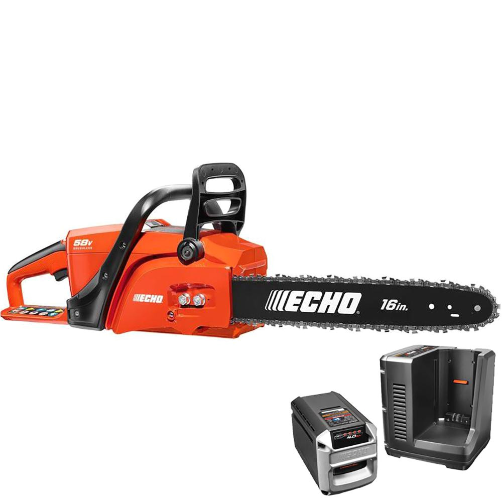 echo 16 in 58 volt brushless lithium ion cordless chainsaw 4 0 ah battery
