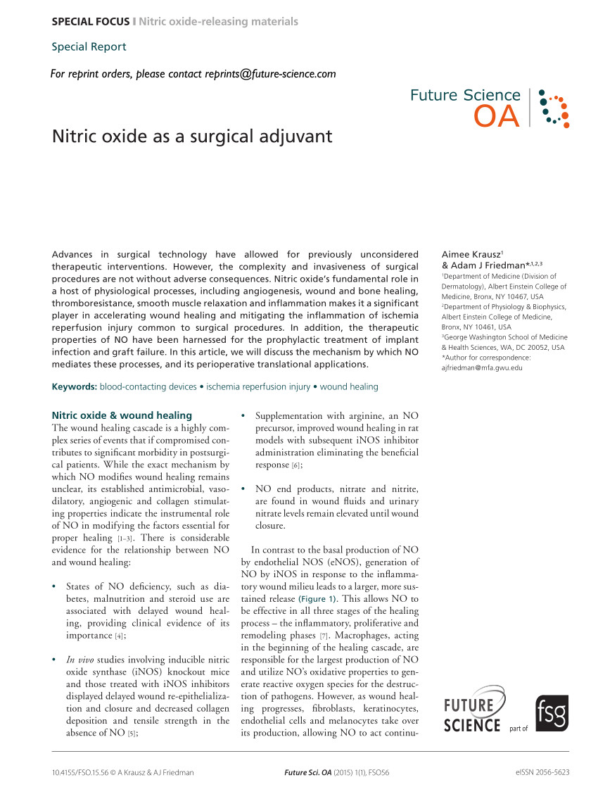 pdf nitric oxide as a surgical adjuvant