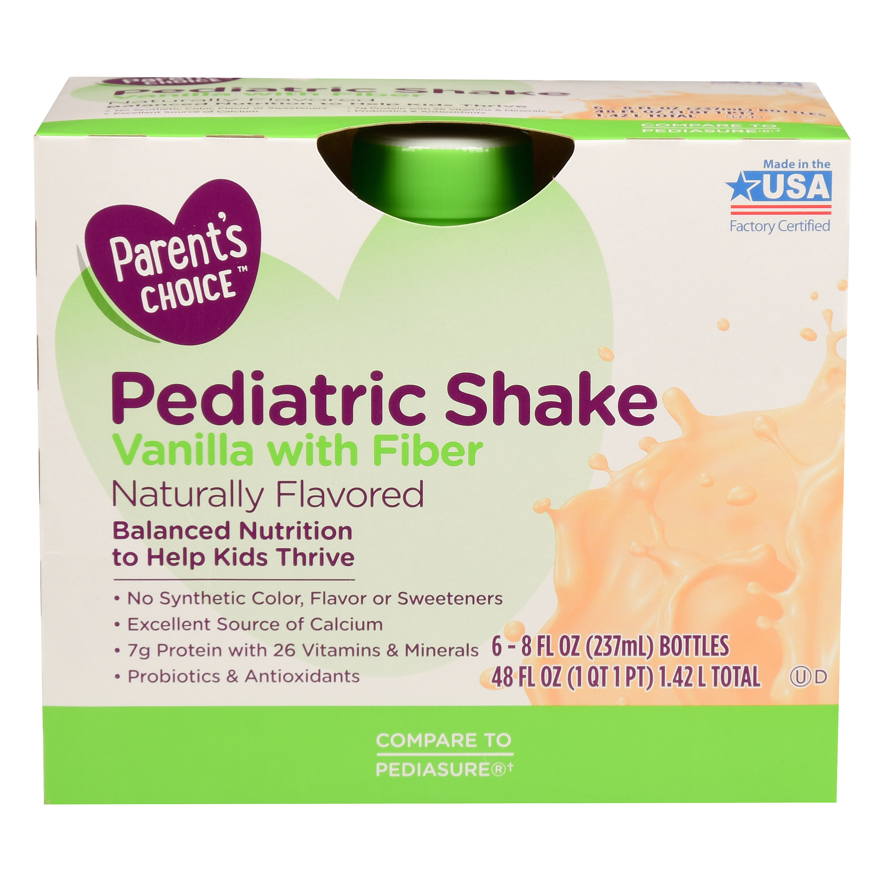 parent s choice pediatric shake with fiber vanilla 8 oz 6 count walmart com