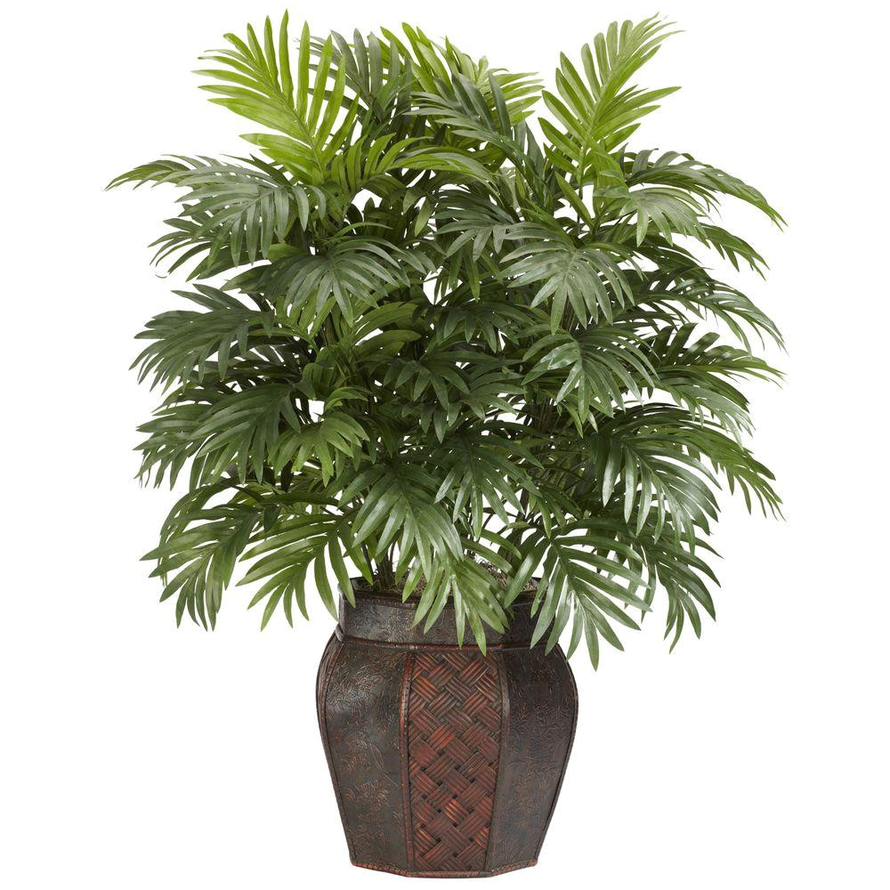 h green areca palm with vase silk plant 6651 the home depot