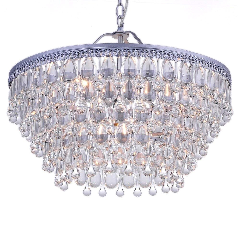 amazon com wesley crystal 6 light chandelier with clear teardrop beads home kitchen