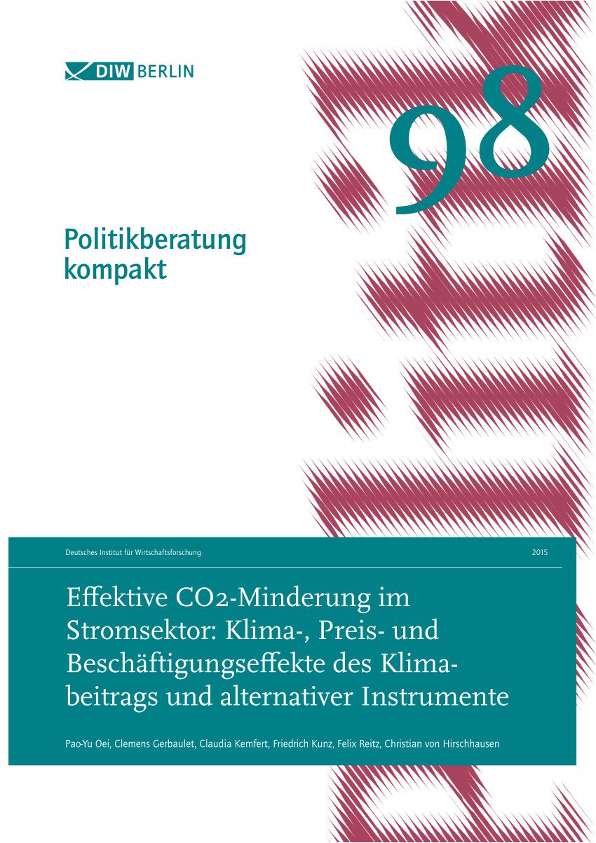 pdf effektive co2 minderung im stromsektor klima preis und beschaftigungseffekte des klimabeitrags und alternativer instrumente