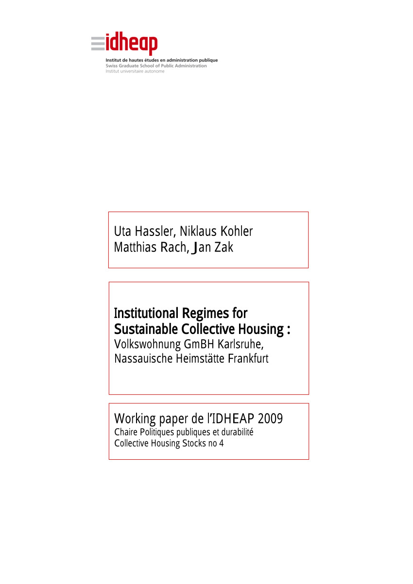 pdf institutional regimes for sustainable collective housing