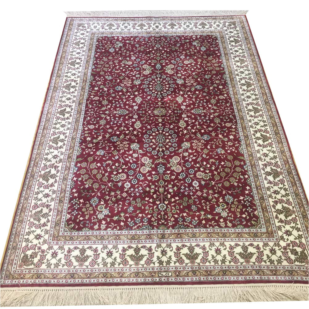 amazon com yilong 4 x 6 red persian carpet hand knotted oriental traditional isfahan floral design silk rug kitchen dining