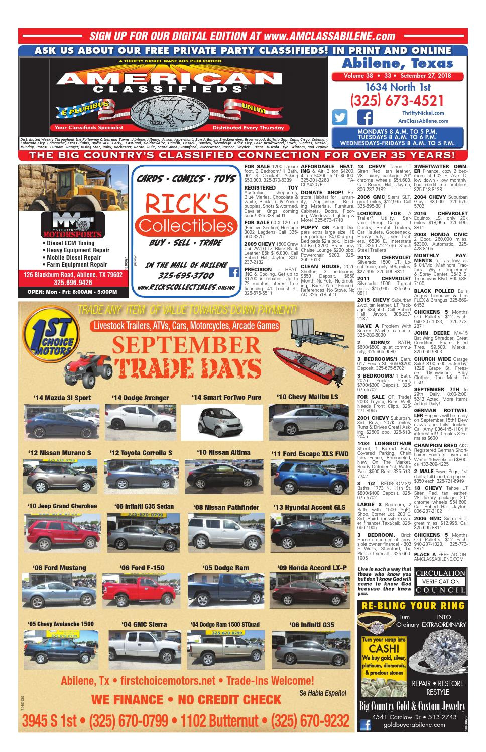 american classifieds abilene 09 27 18 by american classifieds abilene texas issuu