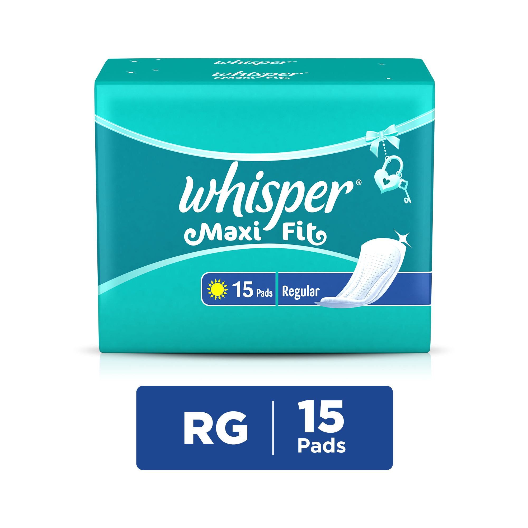 whisper maxi fit sanitary pads regular wings 15 pc pack
