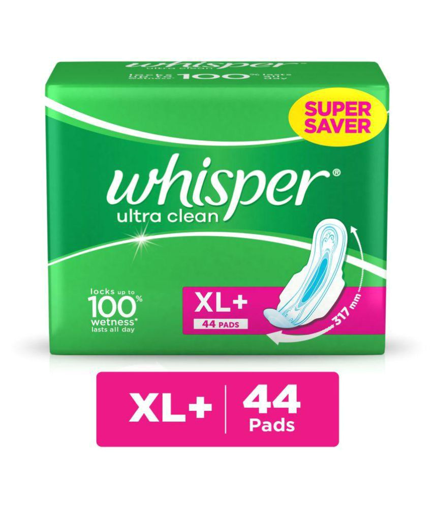 whisper ultra clean sanitary pads extra large plus 44 pc pack