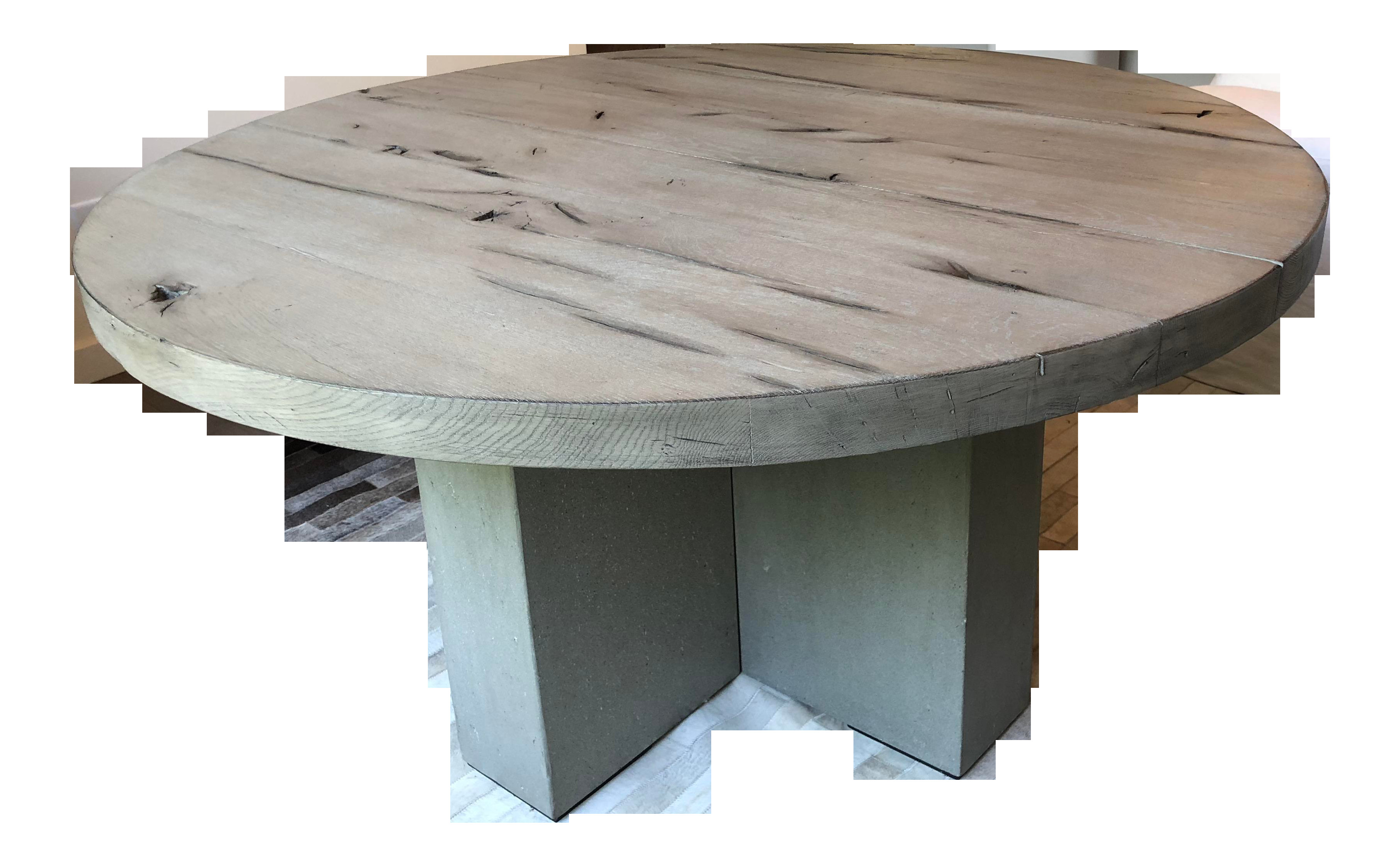 transitional restoration hardware concrete pier round dining table 2114