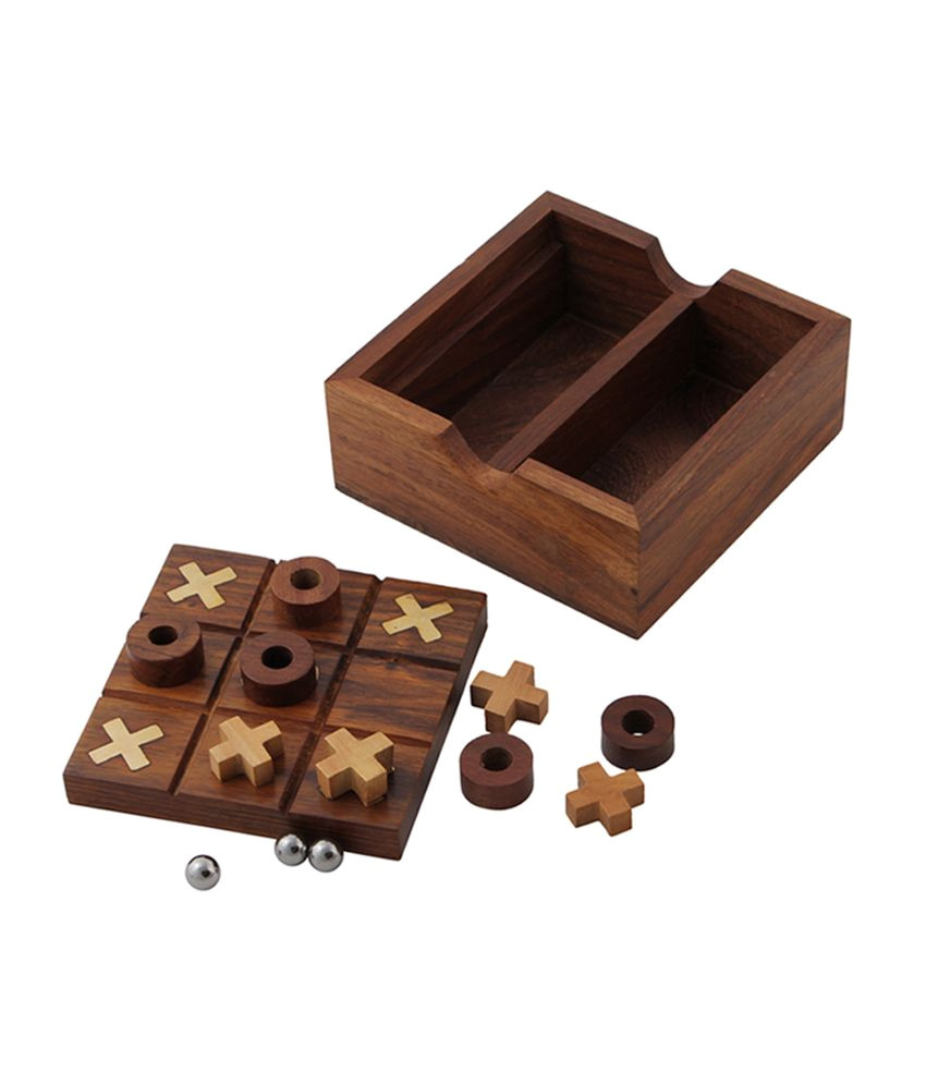 solitaire and tic tac toe wooden board game