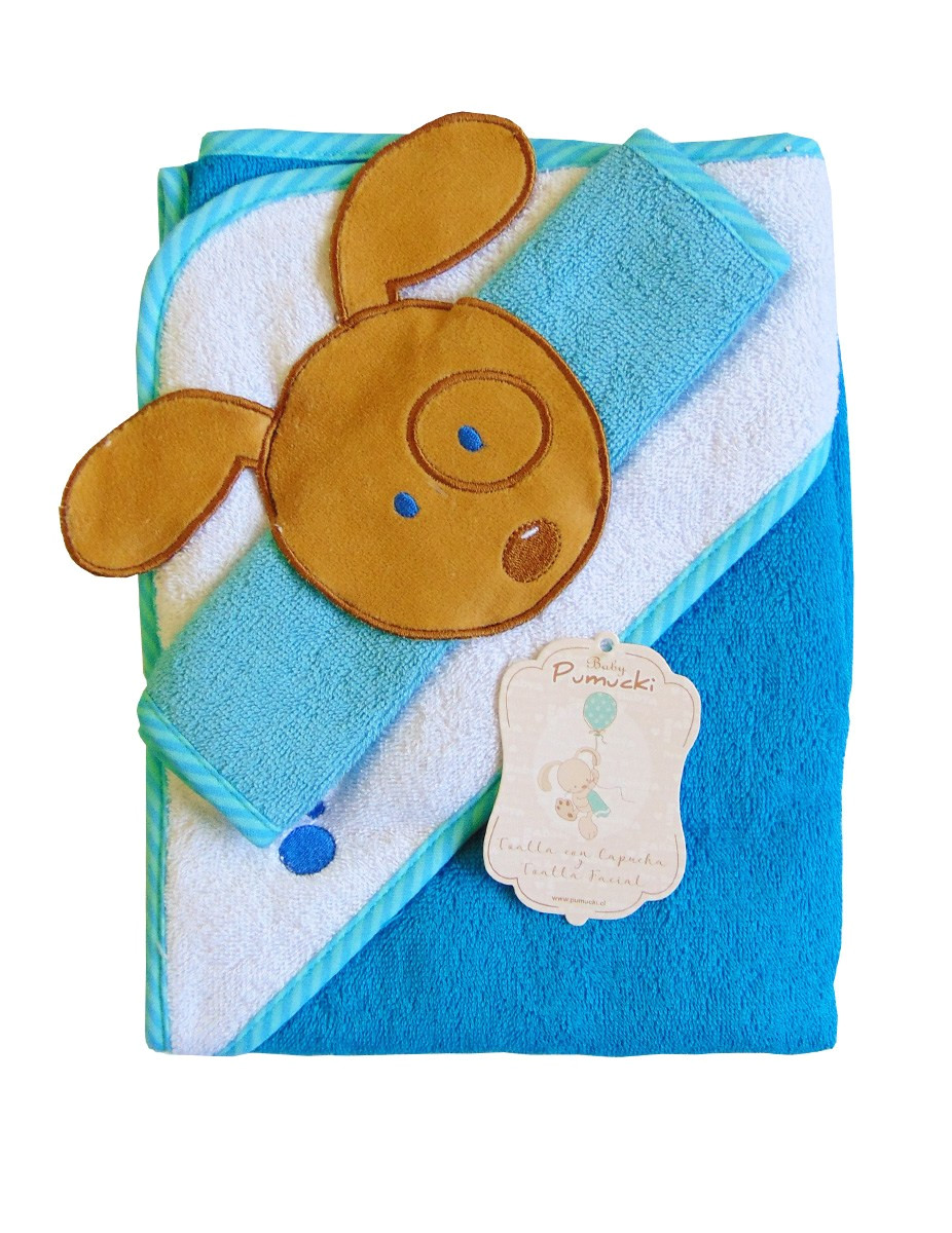 set de toallas para baa o bebe azul perro