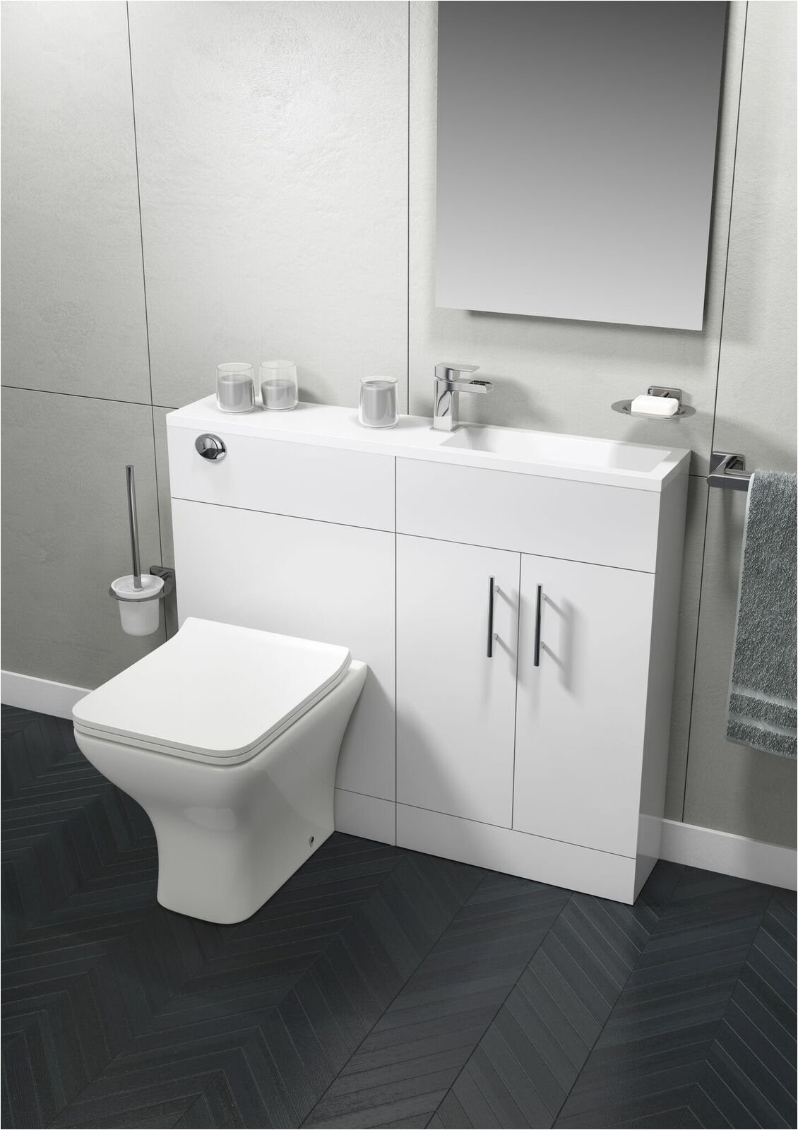 cassellie slimline combination unit with basin 995mm wide gloss white