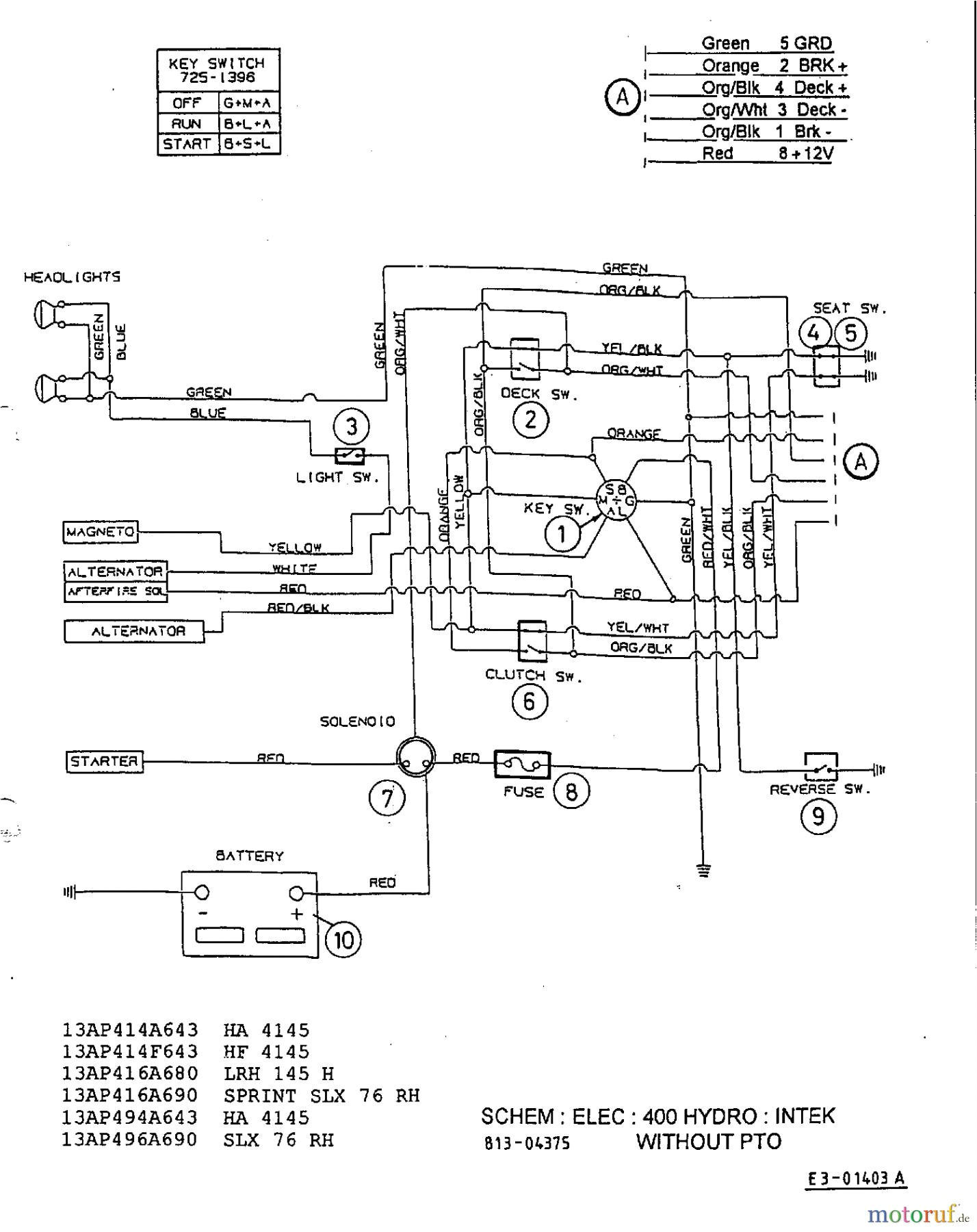 troy bilt mower wiring diagram