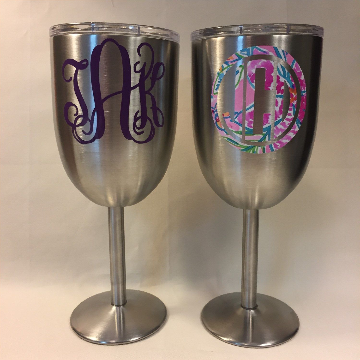 just in time for mother s day we have monogrammed stainless steel wine glasses