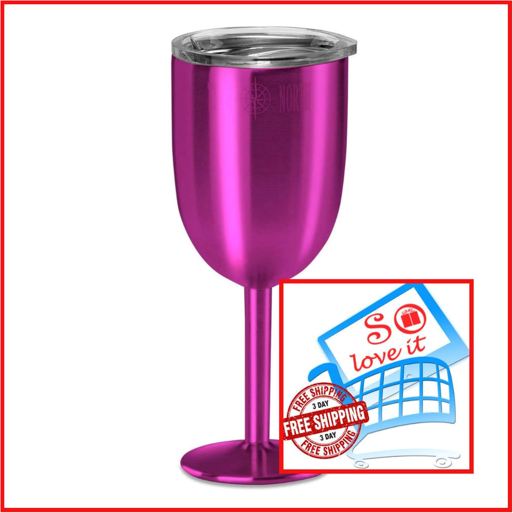 True north Coolers Wine Glass True north Insulated Wine Cup Jewel Pink Double Walled Vacuum Glass