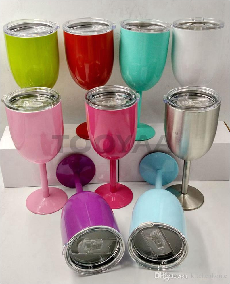 in stock 10oz wine glasses stainless steel goblet true north bilayer metal drinking cups bottles drinkware