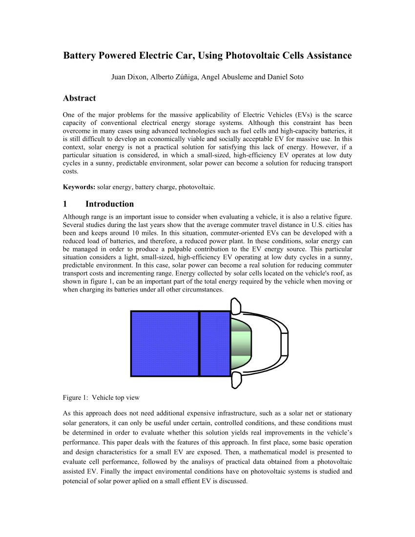 pdf battery powered electric car using photovoltaic cells assistance