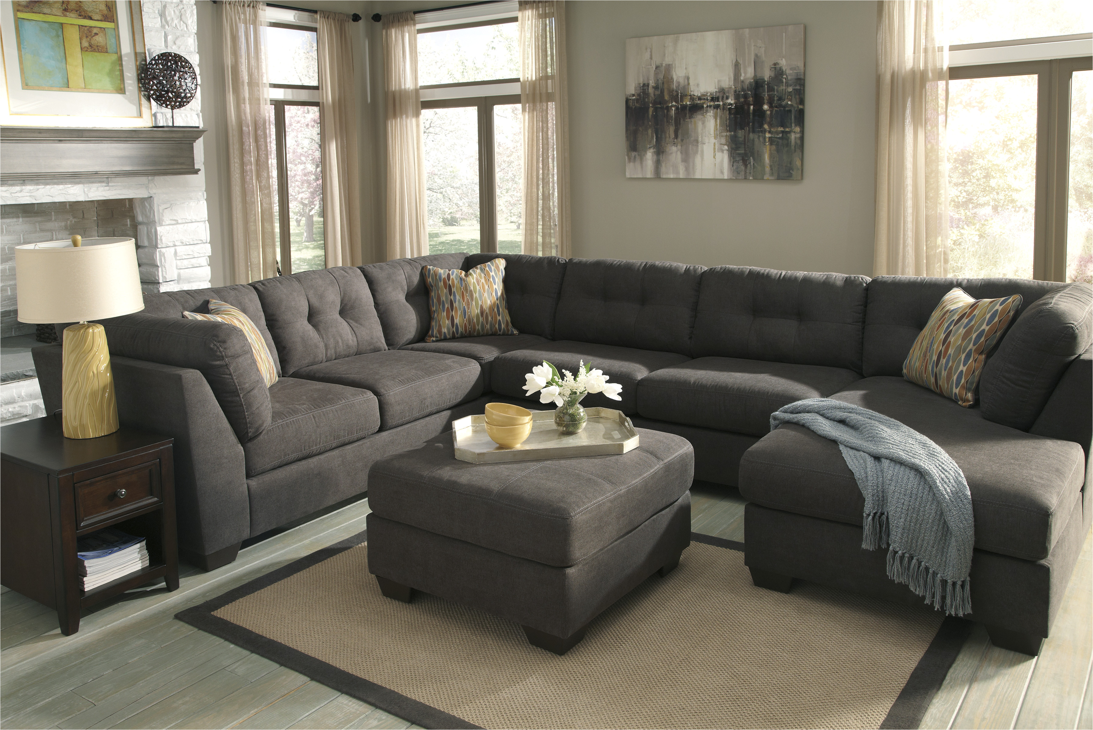 delta city sectional ashley steel sofa with ottoman jpg