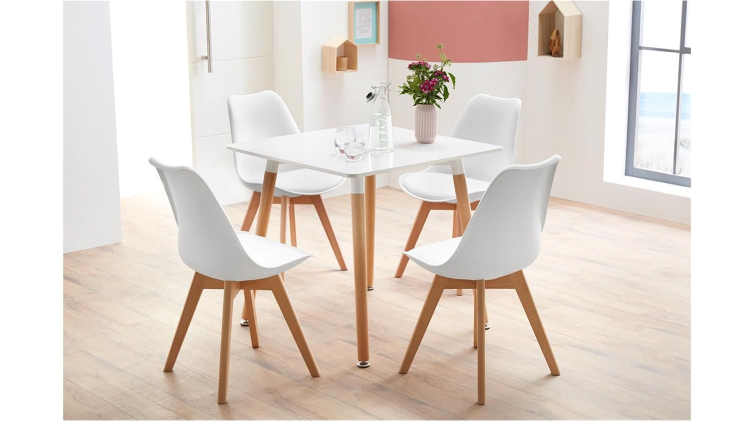 essgruppe mit tisch gronland 80x80 und 4 stuhle borkum weia white dining chairs dining table