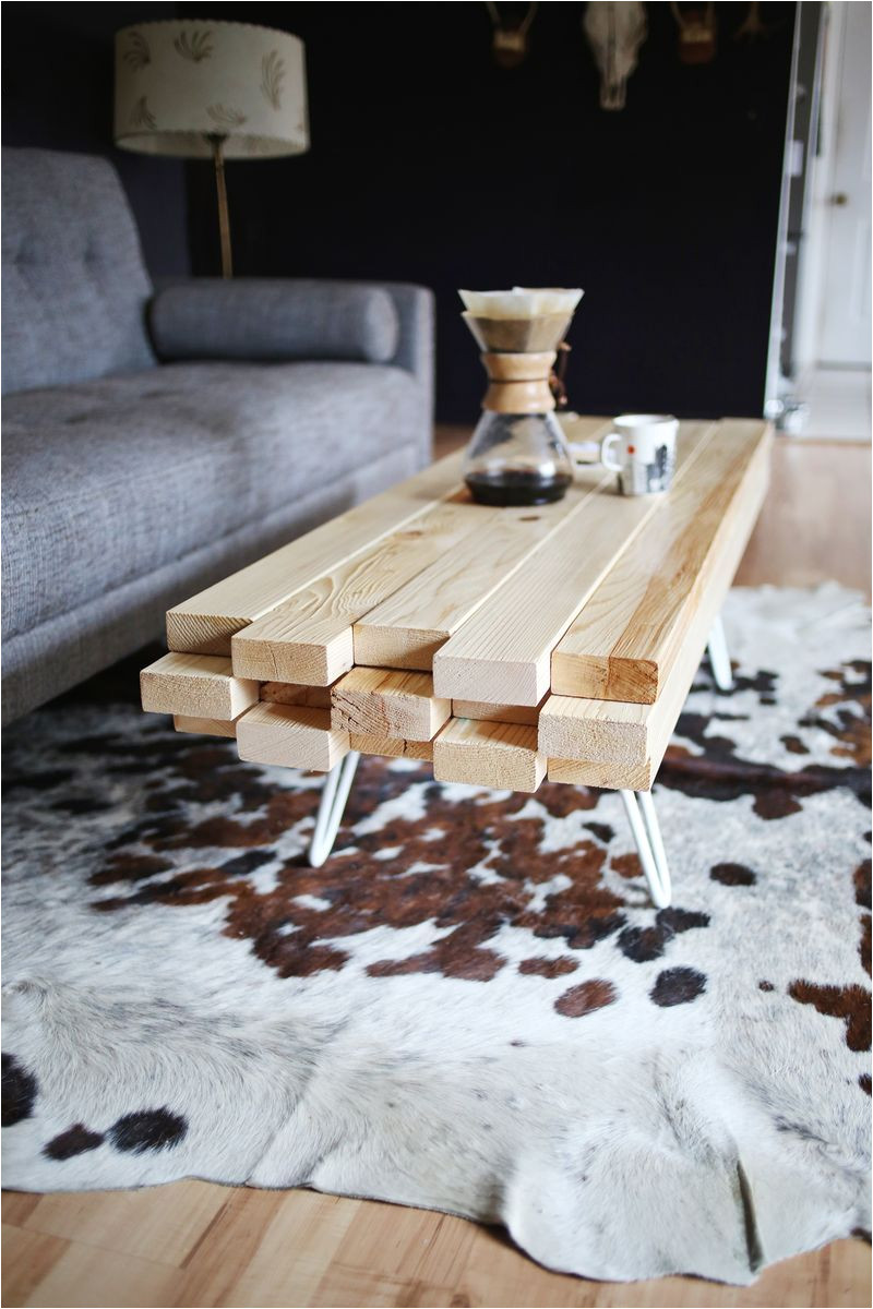 i don t care for the unfinished wood but could see this done with salvaged wood or trim the hairpin legs make the project fab diy wooden coffee table