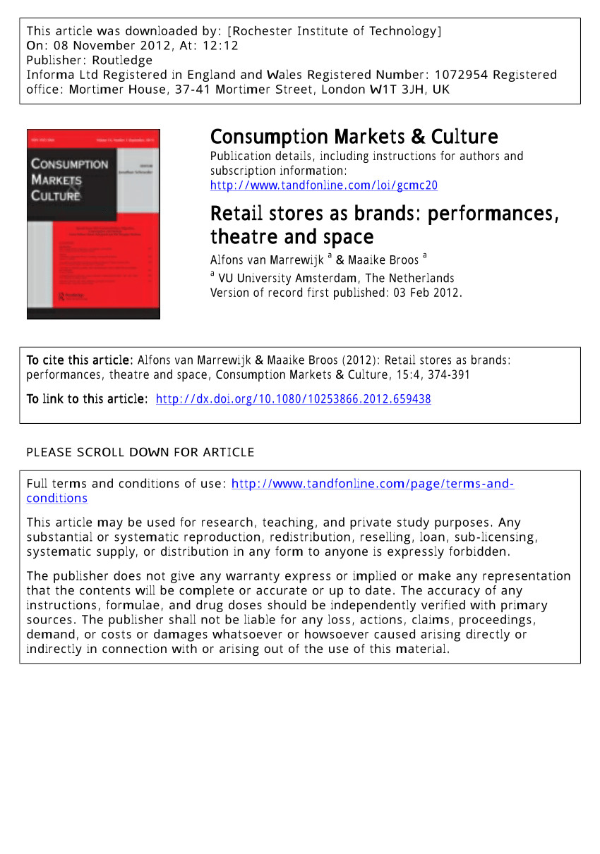 pdf retail stores as brands performances theatre and space