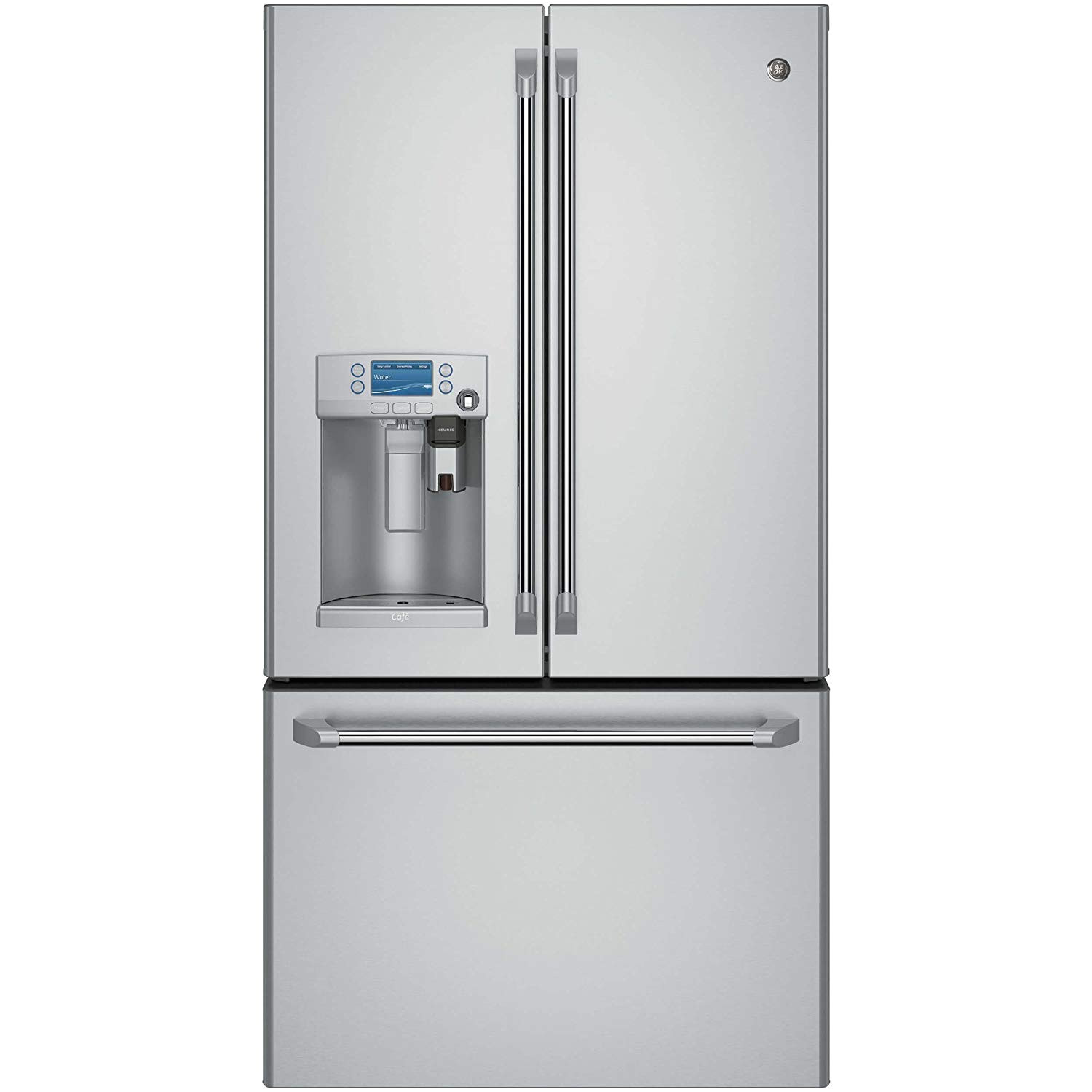 amazon com g e cye22ushss caf cye22ushss 22 2 cu ft stainless counter depth french door refrigerator with keurig appliances