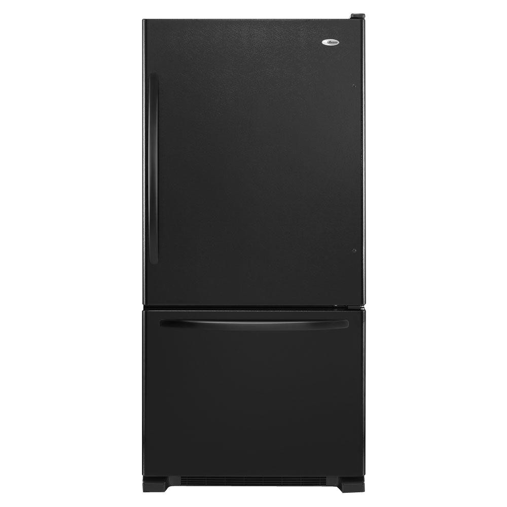 bottom freezer refrigerator in black