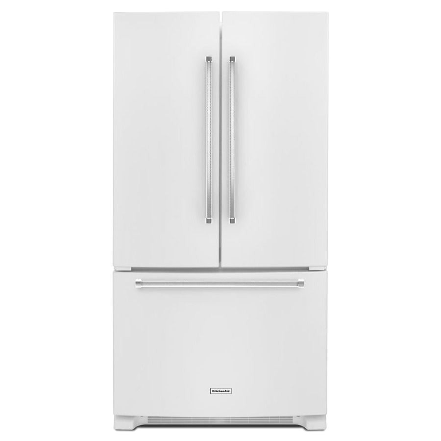 shop kitchenaid 20 cu ft counter depth french door refrigerator with single ice maker white energy star at lowes com