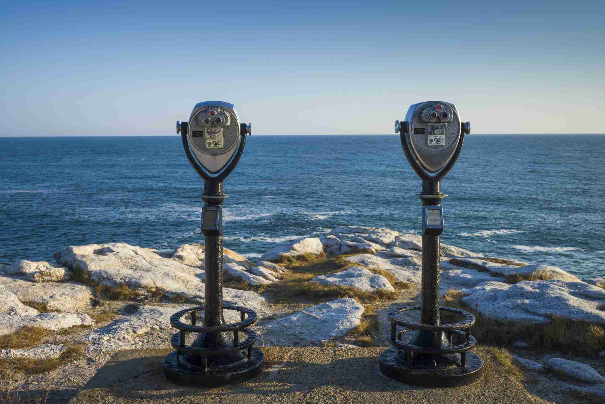 usa north america maine reid state park coin operated binoculars against sea