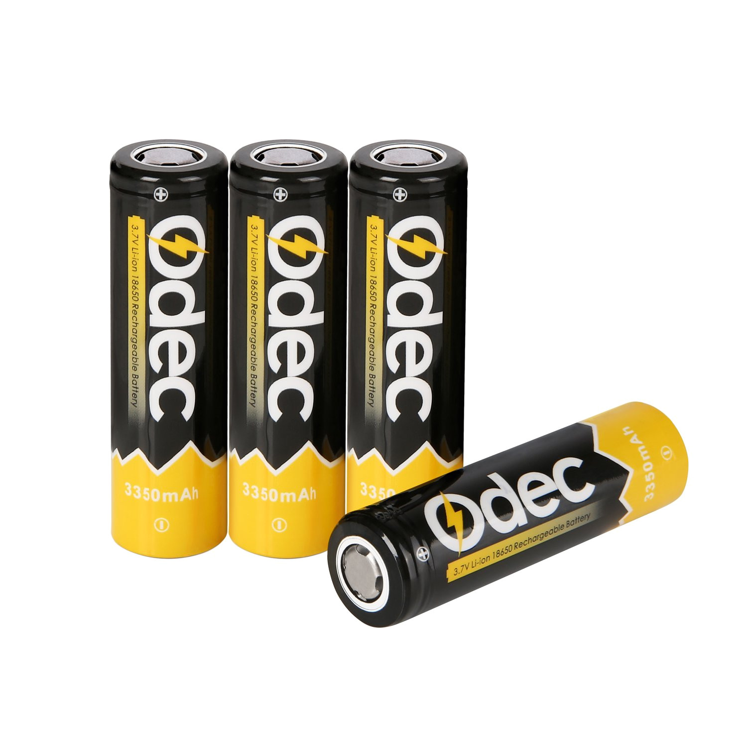 amazon com odec 18650 battery 3350mah li ion rechargeable battery flat top with battery case 4 pack health personal care