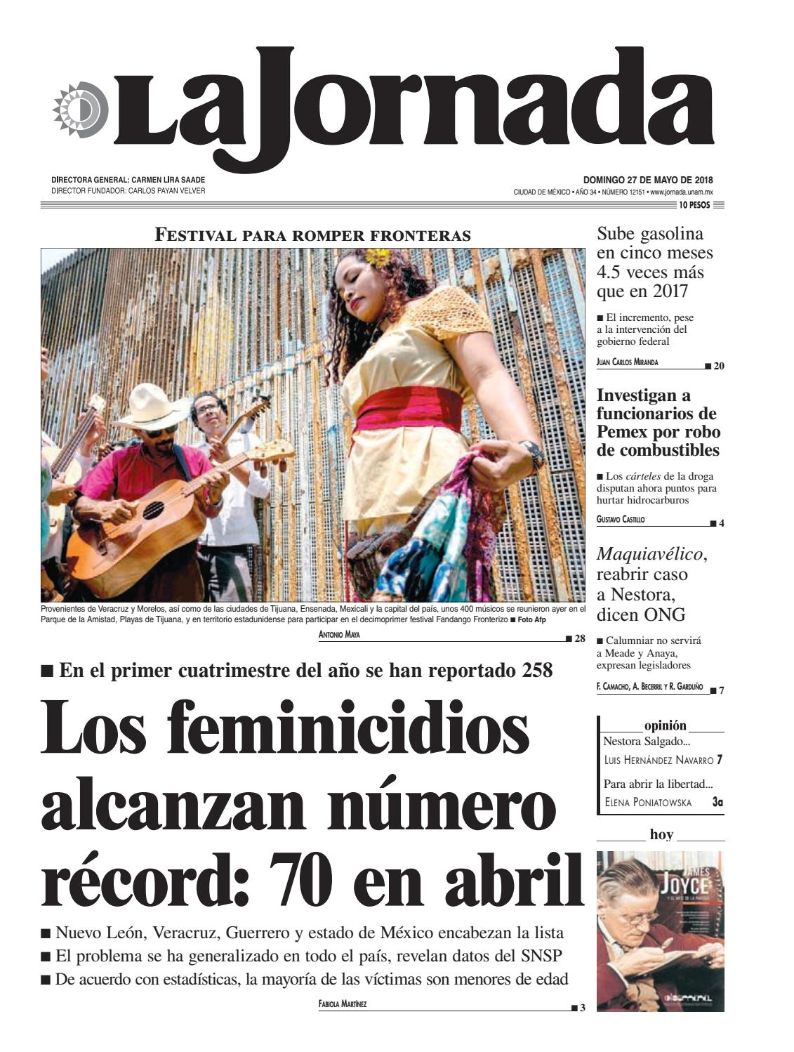 la jornada 05 27 2018 by la jornada demos desarrollo de medios sa de cv issuu