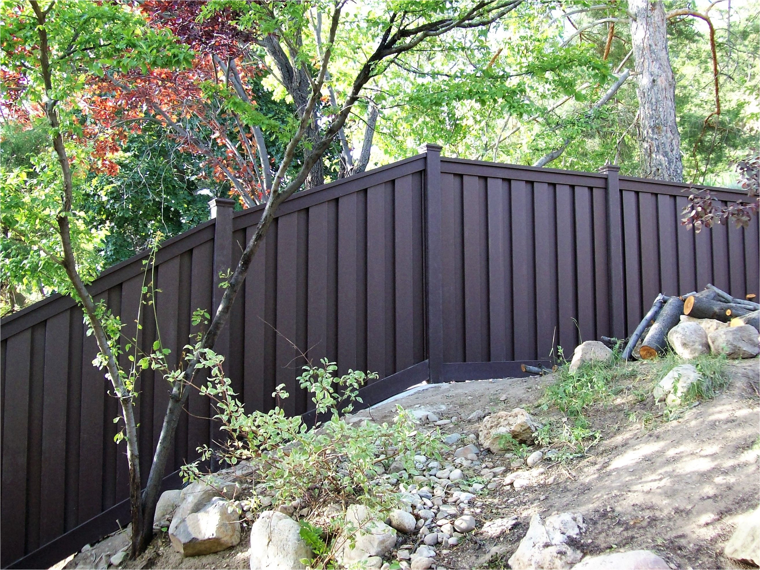 trex fencing on a steep slope