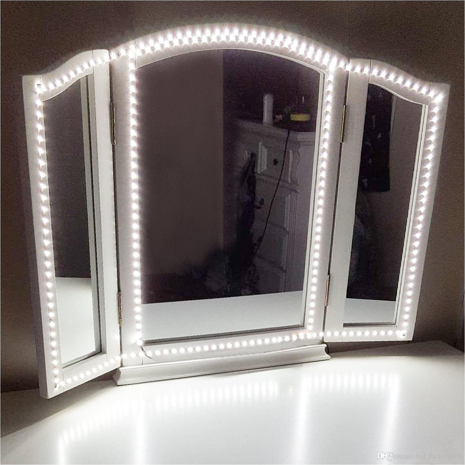 2019 led vanity mirror lights kit for makeup dressing table vanity set flexible led light strip 6000k daylight white christmas holiday home kitch from