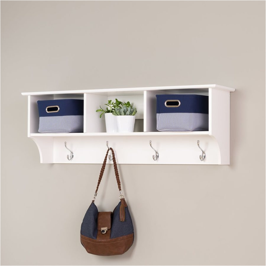 prepac white 8 hook wall mounted coat rack