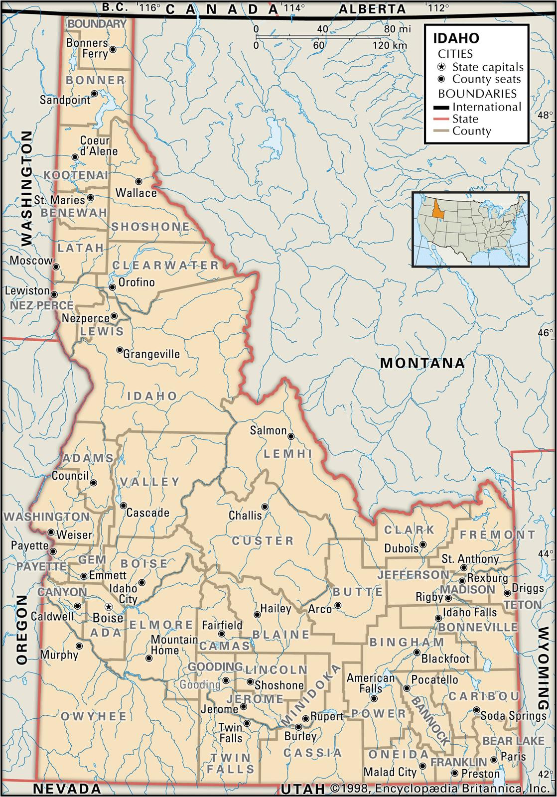 county map of idaho