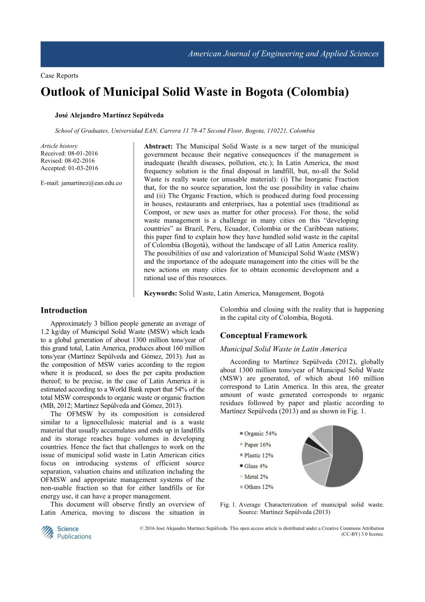 pdf oulook of municipal solid waste in bogota colombia