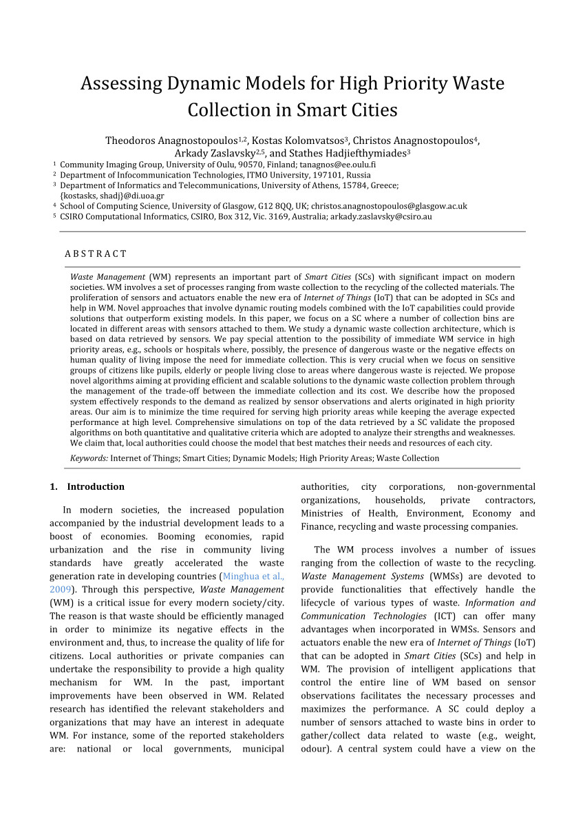 pdf using simulation to assess the opportunities of dynamic waste collection