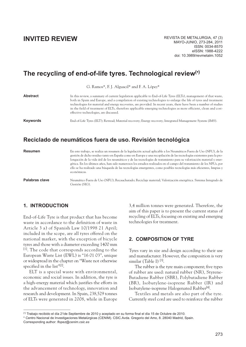 Waste Management Erie Pa Recycling Pdf the Recycling Of End Of Life Tyres Technological Review