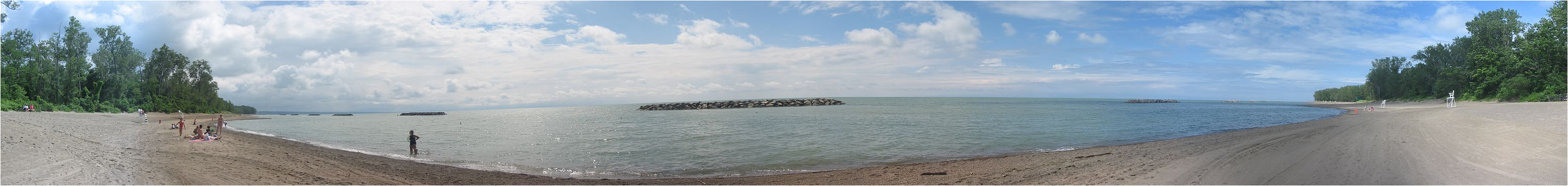 panoramic view of lake erie from beach 7 waterworks beach in presque isle state park in erie county pennsylvania