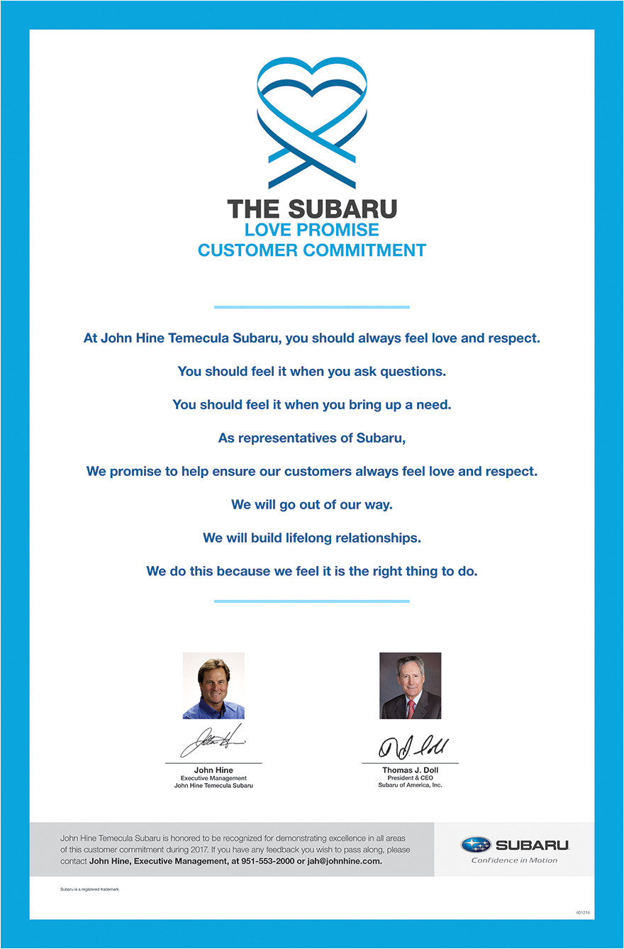 the subaru love promise customer commitment