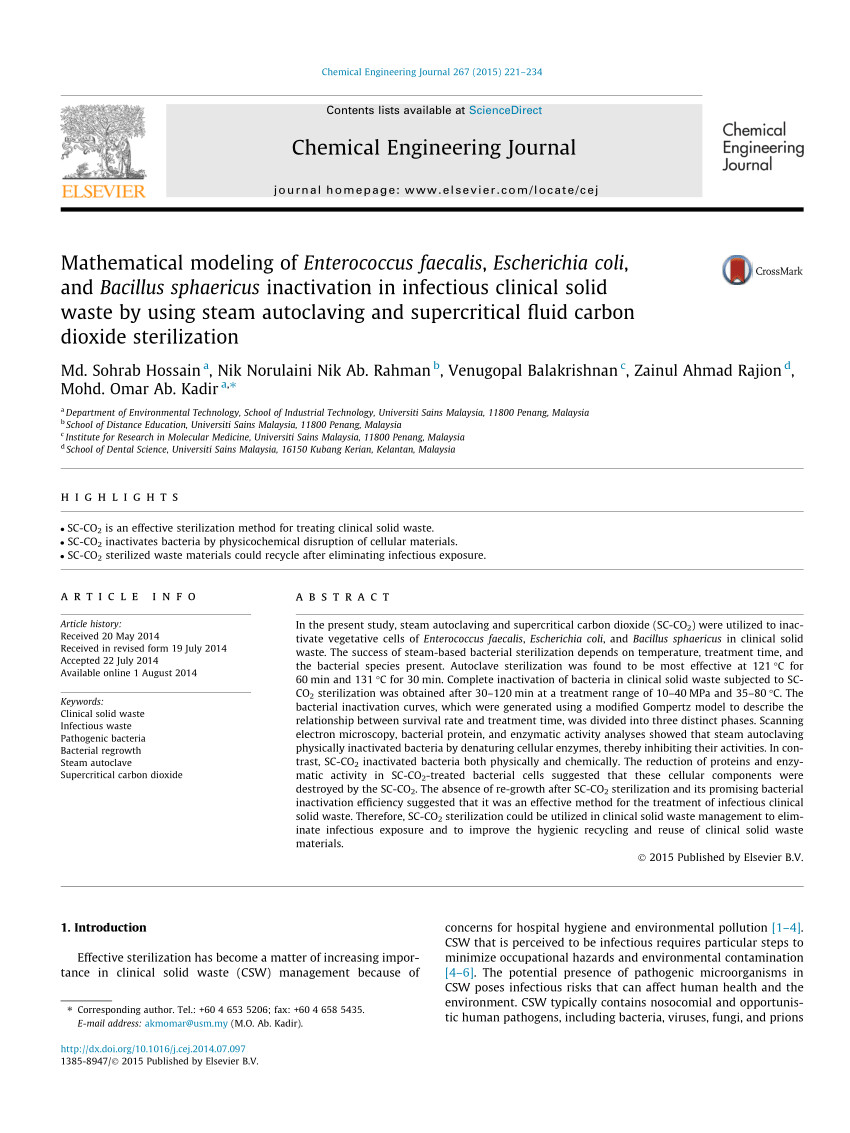 pdf treatment of clinical solid waste using a steam autoclave as a possible alternative technology to incineration