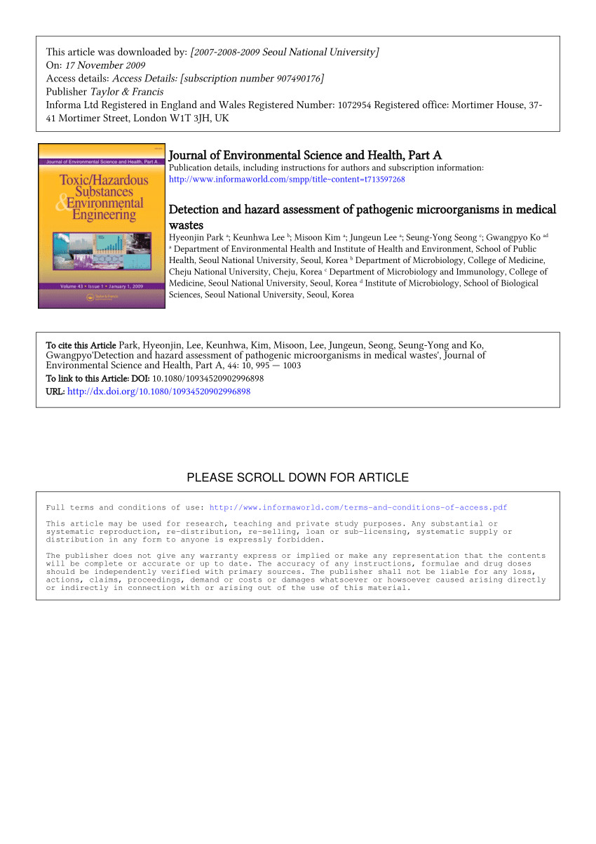 pdf treatment of clinical solid waste using a steam autoclave as a possible alternative technology to incineration