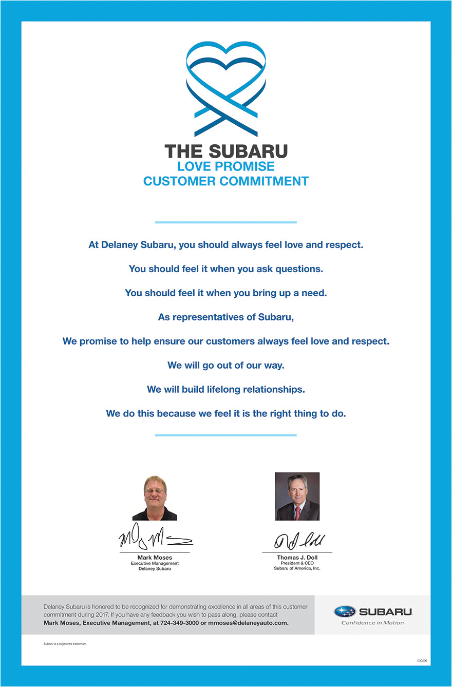 the subaru love promise customer commitment